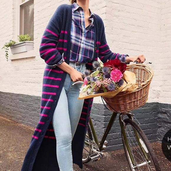 NEW LOFT Striped Cardigan Midi Dress - Picture 5 of 13